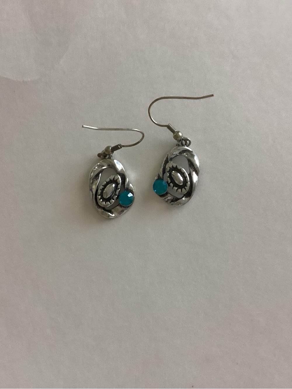 Silver-Tone Earrings with Turquoise Accent - Women Jewelry